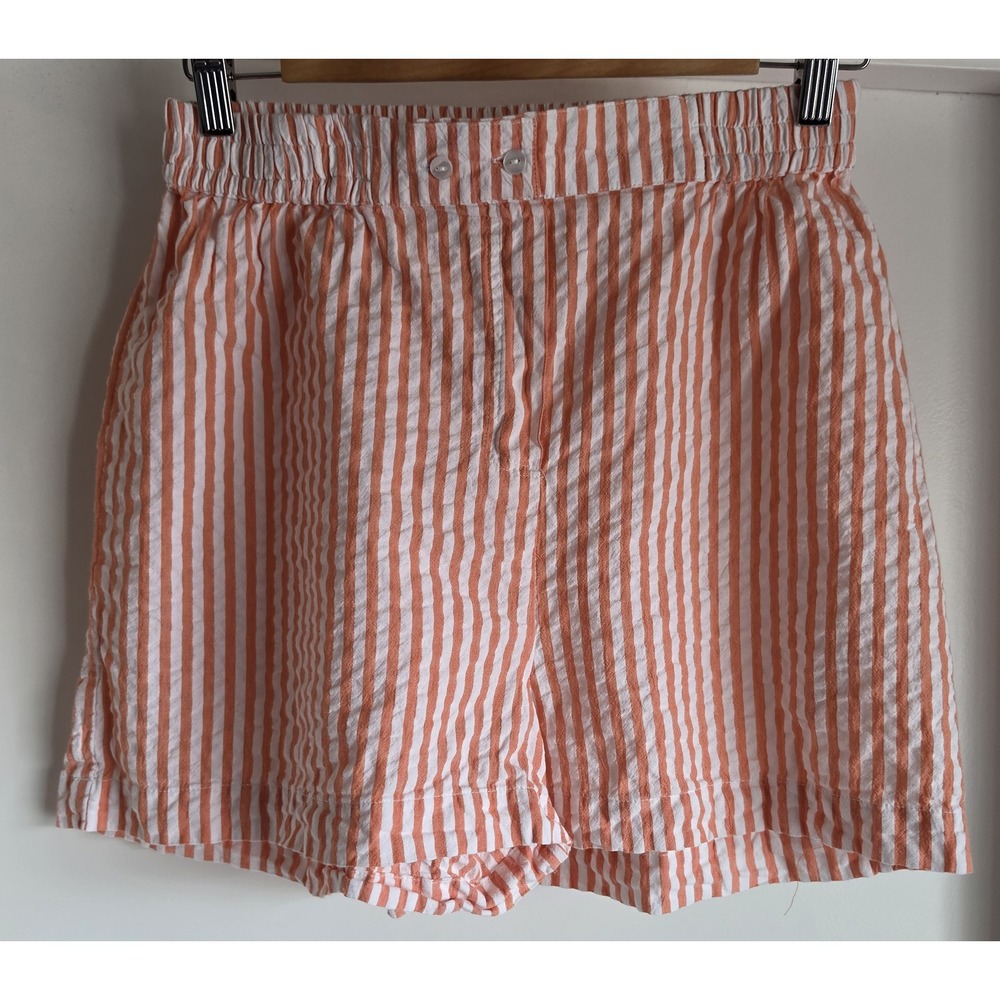 ASOS DESIGN Shorts Women Size 6 Casual Striped Orange White Cotton Resort